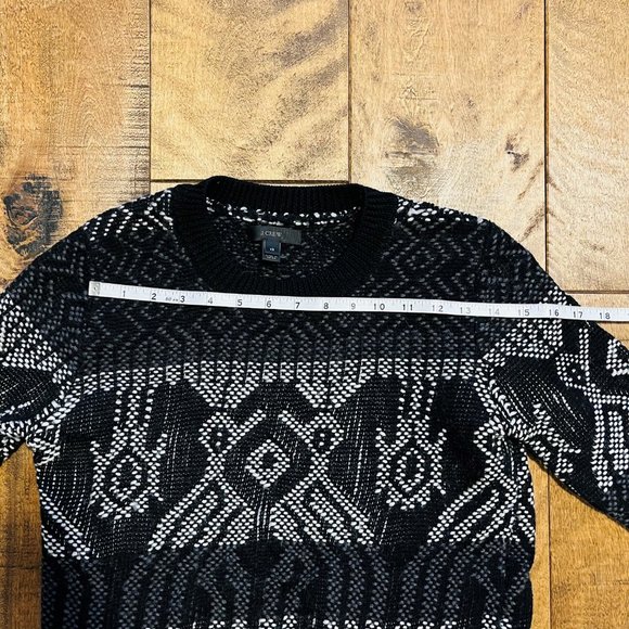 J Crew Black & White Cotton Wool Crew Neck Cabin Sweater, Size XS - Picture 7 of 11